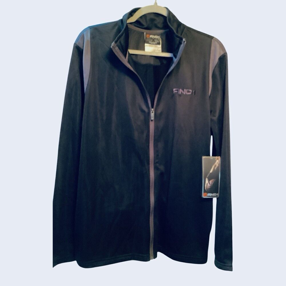 AND1 Full Zipper Athletic Windbreaker Jacket Black Purple Size Medium